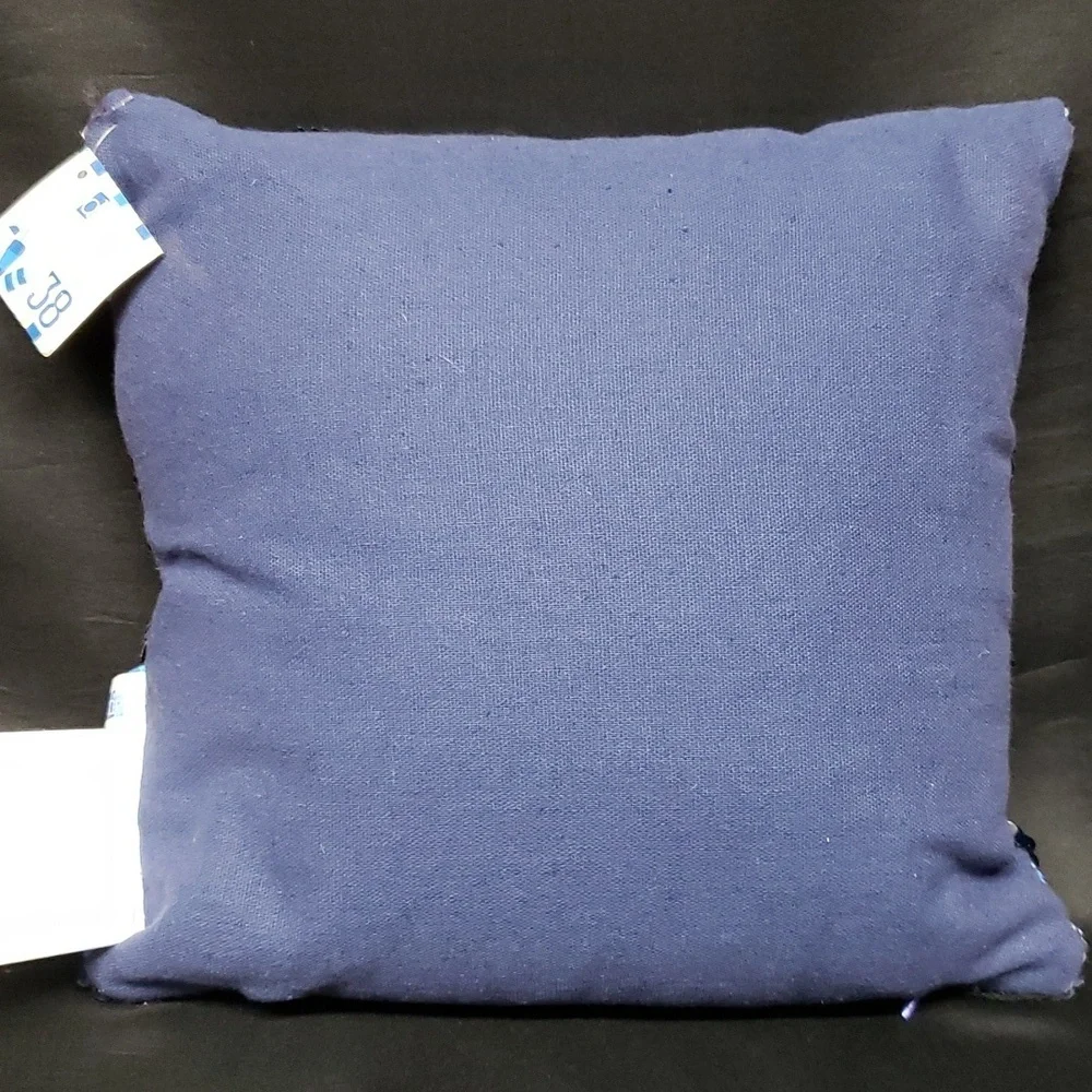 Dennis East International Latitude 38 NWT Blue and Silver Reversible Fish Pillow